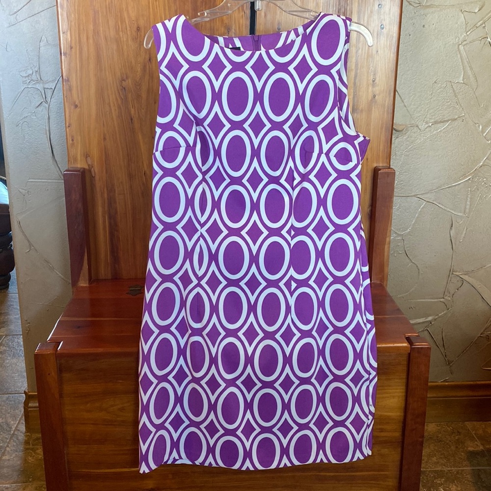 Alyx Size 14 Royal Purple & White Geometric Dress